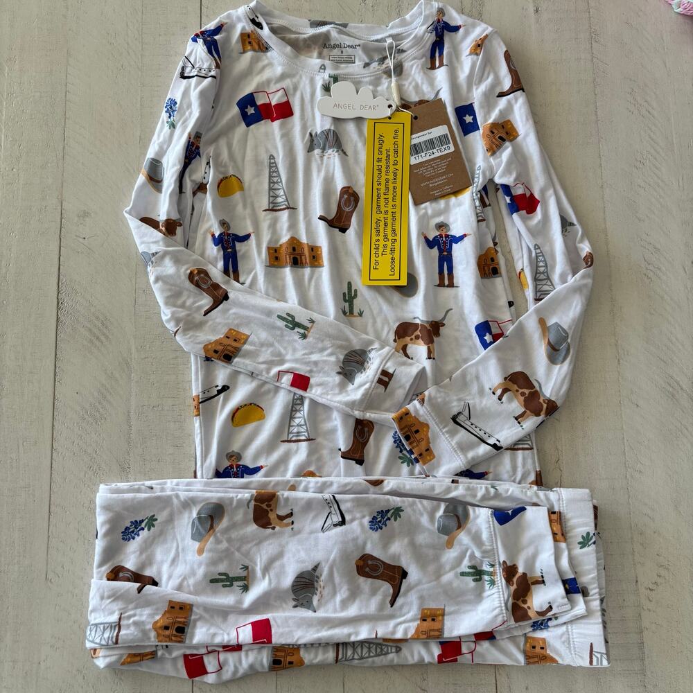 NWT Angel Dear Deep in the Heart of Texas Lounge Set Size 8 Longhorns Cactus